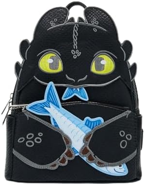 Loungefly Blue Black White How to Train Your Dragon Mini Backpack Loungefly How To Train Your Dragon Toothless & Light Fury  main image 4