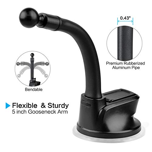 GPS Suction Cup Mount for Garmin [5 Inch Gooseneck Arm], Replacement GPS Dash Dashboard Windshield Window Car Holder for Garmin Nuvi Dezl Drive Drivesmart Zumo Driveassist DriveLuxe StreetPilot RV - Thumbnail 3
