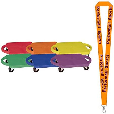 Champion Sports Bundle: (Set of 6) 12" Standard Scooter With Handle Set Assorted with 1 Performall Lanyard PGHSET-1P