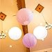 Esfun Art Tissue Paper Pom Pom Flower Purple and Pink White Paper Lantern for Christmas Birthday Wedding Party Decoration,12 Pieces