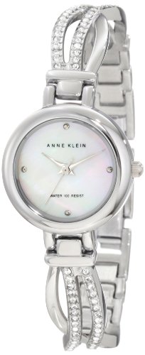 Anne Klein Women's 10/9475MPSV Swarovski Crystal Accented Silver-tone Bangle Watch