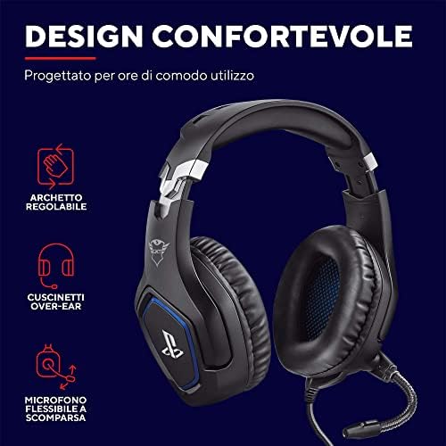 Forze-B Cuffie PS4 e PS5 con Licenza Ufficiale PlayStation, Nero