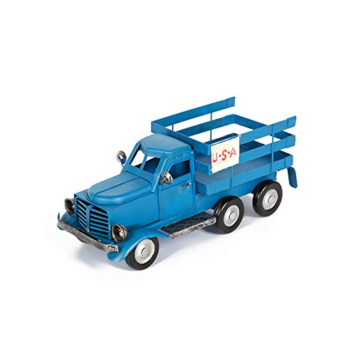 Ayiguri Metal American Truck Car Model Retro Vintage Iron Car Models Handmade Classic Decoration Photography Props (Blue)