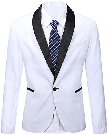 JASSYOY Mens Stylish One Button Notched Lapel Dinner Suit Blazer Jacket White