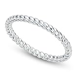 Sz 11 Sterling Silver 2MM Eternity Rope Wedding Band Ring
