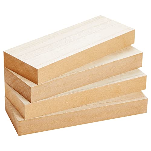 4 Pack Unfinished MDF Wood Rectangles for Crafts, 1 Inch Thick Rectangle Wooden Blocks for