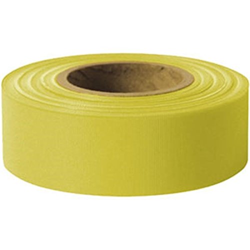 Presco Solid-Color Roll Flagging, Standard, Taffeta, 1 3/16" x 300', Yellow (8 Pack)