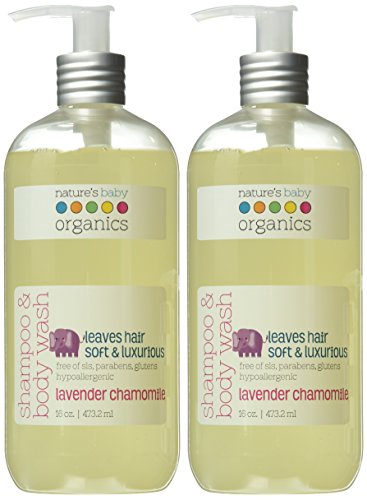 Nature's Baby Organics Shampoo & Body Wash, Lavender Chamomile, 16 oz (2-Pack) Babies, Kids, & Adults! Natural, Moisturizing, Soft, Gentle, Rich, Hypoallergenic | No Chemicals, Parabens, SLS, Glutens