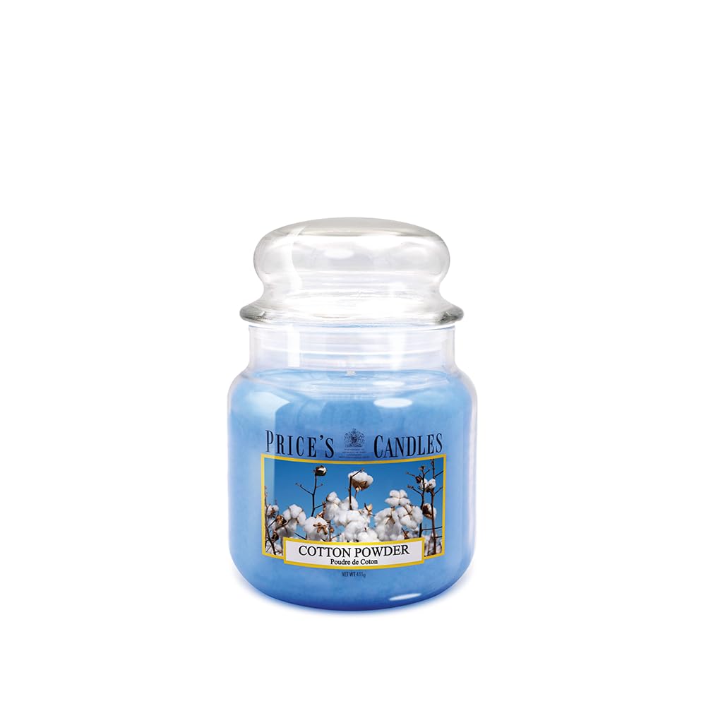 Price's - Cotton Powder Medium Jar Candle - Sweet, Delicious, Quality Fragrance - Long Lasting Scent - Up to 90 Hour Burn Time - Ideal for All Occasions