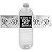 Black and Silver 50th Birthday Party Water Bottle Labels | Shiny Foil | 24 Count