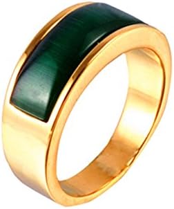 LALOPEZ Retrol Gemstone Titanium Steel Men's Rings Size 11