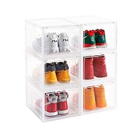 AOTENG STAR Storage Shoes Box Womens Mens Shoe Storage Box Plastic Foldable Stackable Sneaker Display Box Shoe Container Clear Closet Shelf Shoe Organizer-3 Pack