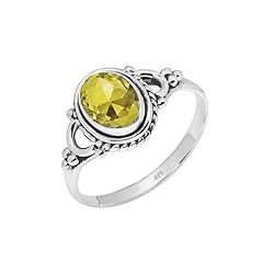 Citrine Stone Ring, 925 Sterling Silver Ring