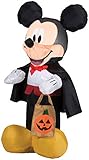 Gemmy Airblown Inflatable Mickey Dressed As A Vampire With A Cape and Holding Tote Halloween Decoration, 3.5-foot Tall