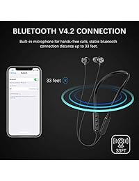 Akamate Auriculares inalámbricos con cancelación de ruido, Bluetooth V4.2, auriculares in ear impermeables, magnéticos, de alta fidelidad, estéreo, deportivos con micrófono, bolsa de transporte