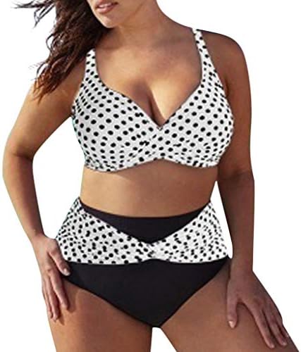 Tankini,BaZhaHei Women Dots Bikini Sets Two Piece Swimsuits Swimwear Beach Suit Mid Waist Women's Plus Size Bikini Set Summer Swimwear Causal Swimming Costume Ladies Monokini