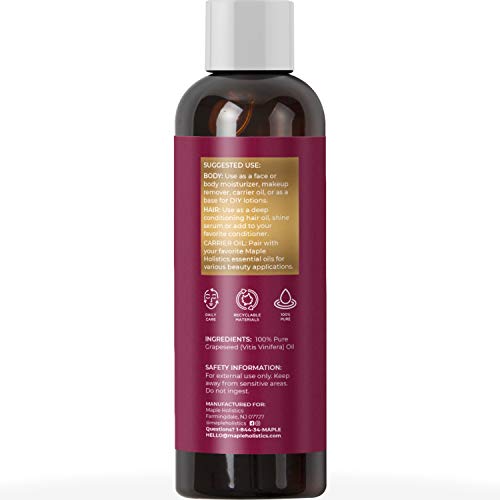 Pure Grapeseed Oil for Skin Care - Cold Pressed Grape Seed Oil Liquid for Skin with Moisturizing Carrier Oil for… - Image 2