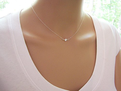 Tiny Sparkling CZ Choker Necklace - Sterling Silver Dainty Everyday Jewelry - Diamond Alternative Gift For Her