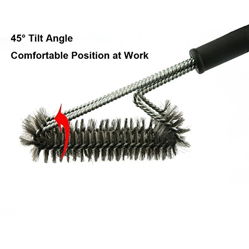 QcoQce BBQ Gloves Grill Brush Bristle Free Barbebue Grill Cleaning 18” Brush Stainless Steel Grilling Tool, Long Handle,Includes Pastry Basting Brush - Thumbnail 7