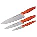 Rachael Ray 3-Piece Japanese Stainless Steel Chef Knife Set with Orange Handles and Sheaths
