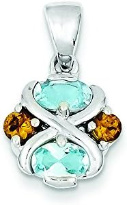 Sterling Silver Blue Topaz And Citrine Pendant