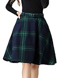 Sankill Women's High Waisted Wool Check Print Plaid Aline Skirt