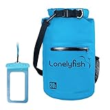 Dry Bag - Waterproof Roll Top Dry Sack with Transparent Window, Exterior Zip Pocket, Long Shoulder Strap for Kayaking, Rafting, Canoeing & Fishing - Waterproof Phone Case Included (blue, 20L)