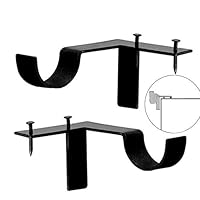 Jashem Curtain Rod Bracket 2 Pieces Drapery Rods Holders Single Window Frame Black Rob Bracket for Home Decoration