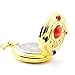 Fashion Rhinestone Golden Cosplay Black Dial Quartz Pocket Watch for Women Girls Necklace Chain+Pocket Chain+Box Pendant Watch