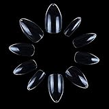 ECBASKET 500 PCS Clear Nail Tips Talon False Nails Short Pointy Fake Nails 10 sizes Full Cover Artificial Nails with Bag