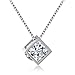 JIAEN S925 Sterling Sliver Plated Base Necklace Love Cube Zircon Pendant Necklace Short Paragraph Clavicle Chain,Necklace Charm,Necklace with CZ Pendant for Women