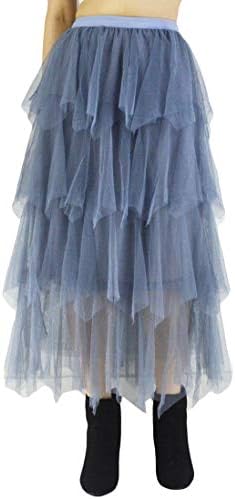 YSJERA Lady's Organza Princess Skirt Bowknot A Line Pleated Midi/Knee Length Tutu Party Skirts