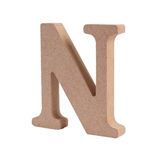 Andision Decorative Wood Letters, Hanging Wall 26 Letters Wooden Alphabet Wall Letter for Baby Name Girls Bedroom Wedding Brithday Party (N)