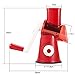Vegetable Mandoline Slicer, Zacfton Vegetable Fruit Cutter Cheese Shredder Rotary Drum Grater with 3 Stainless Steel Rotary Blades and Suction Cup Feet (Red)