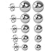 CARLWAY 5 Pairs Ball Stud Earrings Set for Men Women Hypoallergenic Stainless Steel Ear Studs