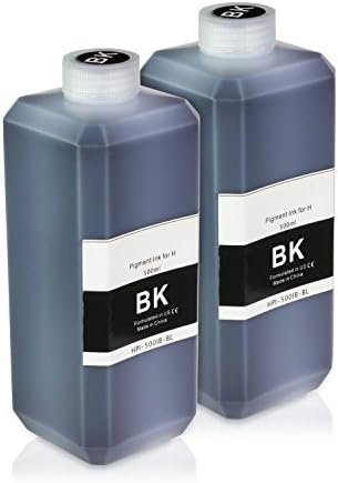 2 Large Bottles (500ml) Refill Ink - ALLINKTONER HP Compatible Black Pigment for HP Printers