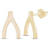 AFFY Sterling Silver Lucky Wishbone Stud Earrings in 14k Gold Over Sterling Silver