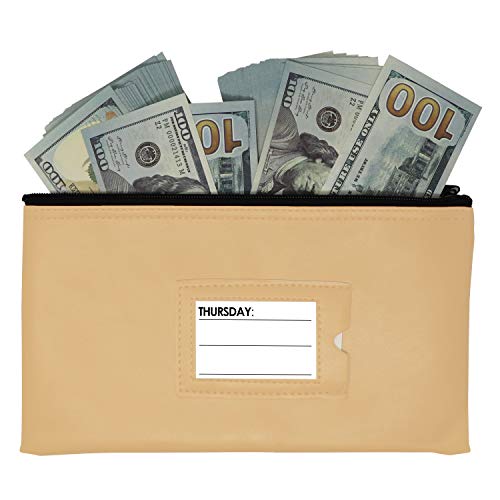 Nadex 7 Days Bank Deposit Cash and Coin Pouches with Zipper Closure