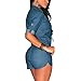 Lisli Women Long Sleeve Denim Jeans Jumpsuit Bodysuit Shorts Romper Playsuit (L)