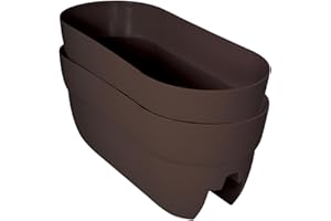 Emsco Group Bloomers Railing Planter with Drainage Holes - 24" Weatherproof Resin Planter - Earth Brown