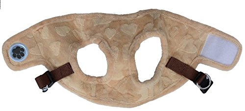 Lovely Heart Print Warm Fleece Pet Harness Vest Puppy Harnesses for Small Dogs Cats Kitten ,Small Beige