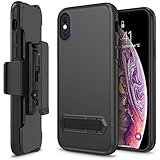 iPhone X Case Holster, Maxboost DuraSlim Pro Apple iPhone X Holster Kickstand + Swivel Belt Clip Holder [Black] Dual Layer Protection/Shock-Absorbing/Smooth Grip iPhoneX/10 (2017)