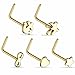 BodyJ4You 5PCS L-Shaped Nose Ring Studs Pack Surgical Steel Goldtone Piercing
