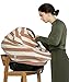 Breastfeeding Nursing Cover + 1 Burp Cloth by HealthySam - Baby Car Seat Covers - Shopping Cart, High Chair, Stroller and Carseat Canopy - Stretchy, Breathable Scarf and Shawl - Cotton - Brown Stripes