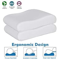 Uscharm Square Head Pillow Cube, Cooling Gel Memory Foam Pillow for Side Sleepers Bed Pillow Neck Support Spacer Cushion for Spine Alignment (White/2 Pack, 35X28X10CM)