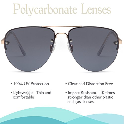 SUNLOUNGER Womens Oversized Aviator Sunglasses – Grey Lens on Gold Frame