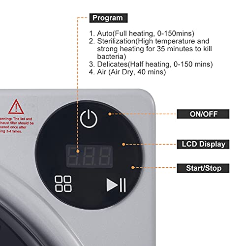 CTT Clothes Dryer 8.8 Lbs. 2.5Cu.ft Intelligent Compact Portable