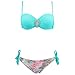 JingQi Womens Push Up Diamond Decorated Beach Bandeau Bikini (Medium, Blue)
