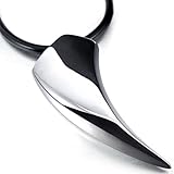 Men's Stainless Steel Pendant Necklace Silver Sharp Spear Wolf Teeth Polished -with 20 inch Cord