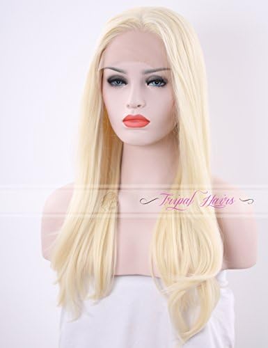 Tripal Hairs Lace Front Blonde Wigs Synthetic Hair for White Women Beautiful Handmade Fiber Hair Wigs Heat Resistant 22 Inches